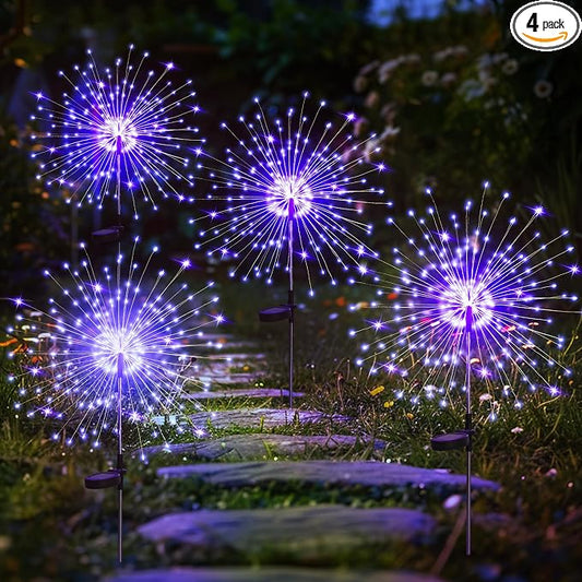 GIGALUMI Garden Outdoor Decor Lights 120LED 4Pack, Solar Garden Lights for Yard Outside Fairy Decorative,Solar Powered for Yard Pathway Flowerbed Planter Balcony Patio Decor（Purple） by GIGALUMI