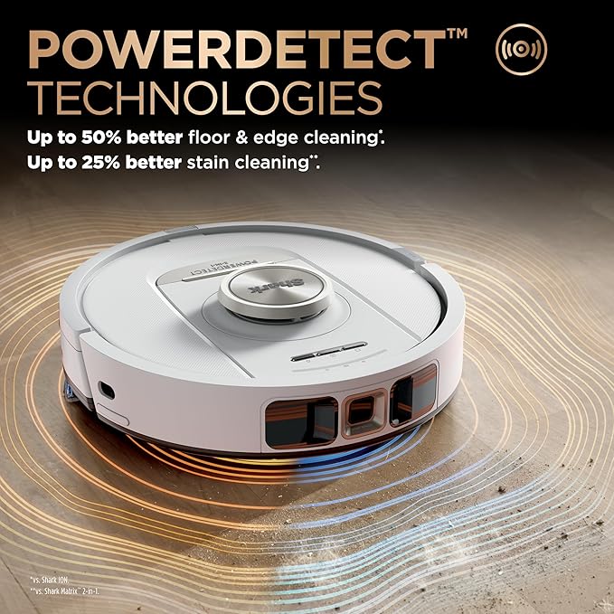 Shark PowerDetect NeverTouch Pro Robot Vacuum & Mop, White, AV2810ZEWH | 5 PowerDetect Technologies, NeverStuck, NeverTouch Pro Base (Self-Empty, Self-Refill, Pad Wash/Dry), 360° LiDAR + 3D Sensor - Image 6