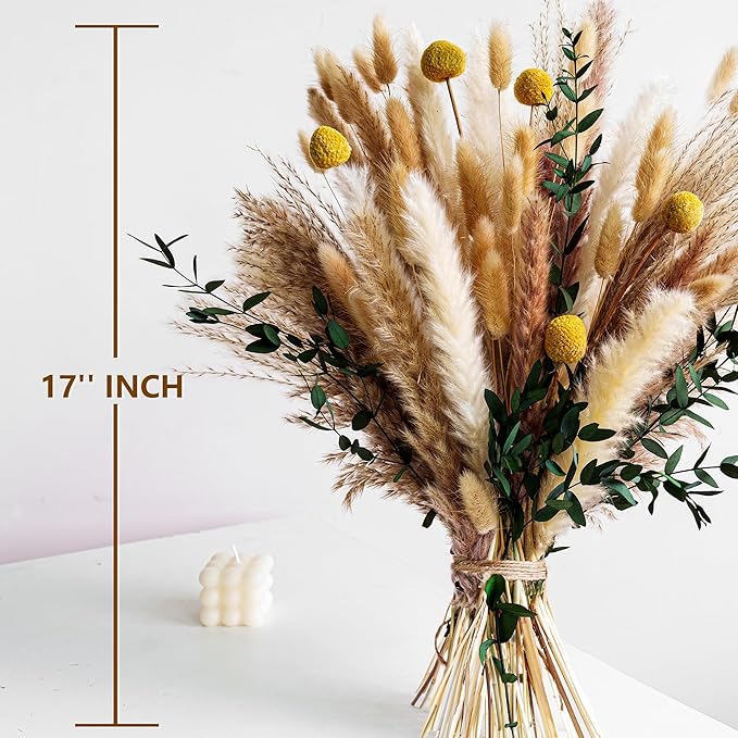 Boho Dried Flowers Bouquet – Olive Green Wall Decor, Pampas Grass Bouquet, Rustic Flower Arrangement, Moody Office & Bedroom Decor, DIY Home Vase Filler, Farmhouse Floral, Boho Wedding Bouquet - Image 4