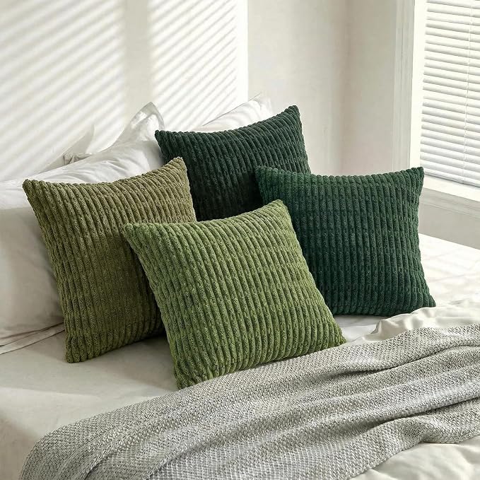 Fancy Homi 4 Packs Decorative Throw Pillow Covers for Living Room Couch Bed, Modern Farmhouse Boho Home Décor Accent Cushion Case, 24" x 24", Green Series - Image 8
