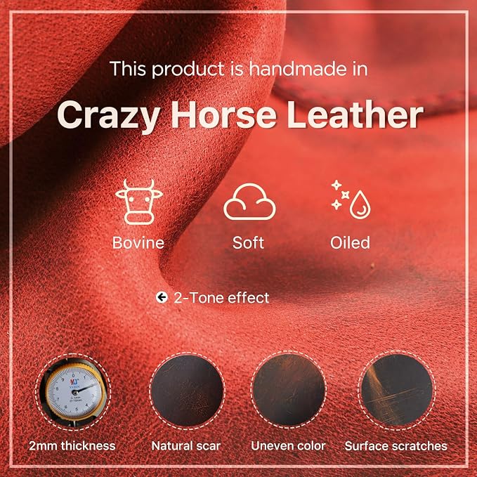 Hiram Handmade Crazy Horse Leather Tech Organizer Travel Case – Accessories Organiser Bag for Laptop, Tablet & Cell Phone, Double Compartment Charger Organizer Travel Case Red - Image 6