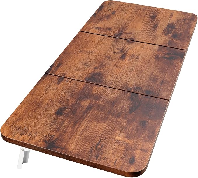 Neoaider Wall Mounted Folding Desk 35.4” x 15.7”, Brown | Drop Down Table with Metal Collapsible Brackets, Folding Wall Table for Small Spaces, Home, Office, Kitchen, Laundry Room - Image 9