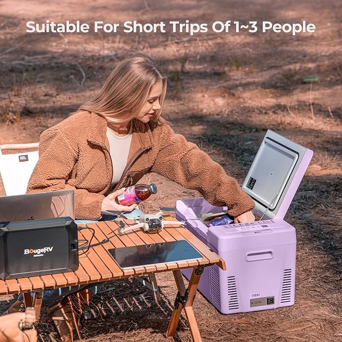 BougeRV Purple 23Quart Portable Refrigerator, 12 Volt Fridge 22L, Portable Freezer Compressor Cooler 12/24V DC 110~240 Volt AC for Truck Van RV Camper -8℉~50℉ - Image 5