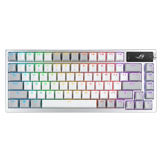 ASUS ROG Azoth Wireless Mechanical Gaming Keyboard – 75% TKL, Tri-Mode Connectivity, Hot Swappable Pre-lubed ROG NX Snow Linear Switches, PBT Keycaps, RGB, OLED Display, PC/Mac Support - White | Tri-Mode Connectivity, Hot Swappable Switches, Pre-lubed ... by Unknown