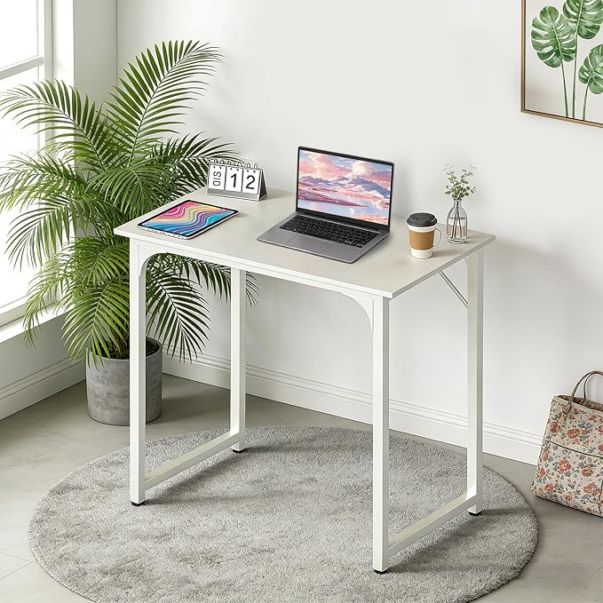 BestOffice Computer Desk,Home Office Desk, Modern Simple Style for Home Office Study Writing (White, 32 Inch) - Image 2