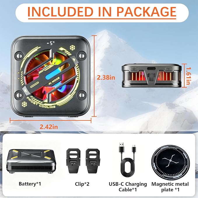 Wireless Magnetic Phone Cooler for Gaming & Streaming | Cordless Operation | Semiconductor Cooling | Digital Display | Quiet Fan | Travel & Outdoor Ready - Image 7