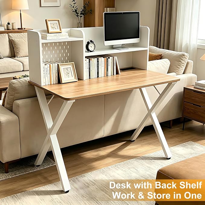 Lightdot 44"×24" White Computer Desk with Motion Sensor Light, Home Office Gaming Desk with Charging Station Pegboard, Modern Study Desk for Work Bedroom Game Kids Room Living Room - Image 8
