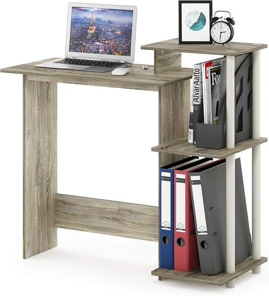Furinno EFFICIENT Desk, 28.6" Wide Gaming Desk with 3 Open Side Shelves, Laptop Notebook Computer Desk, Office Desk for Home Office, Study Room, Dorm, Bedroom, Sonoma Oak by Furinno-FitsYourSpaceFitsYourBudget