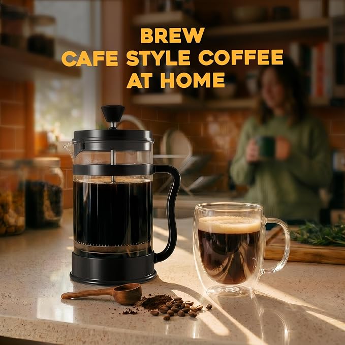 Utopia Kitchen Borosilicate Glass French Press Coffee Maker 34 Oz, Black | Heat-Resistant Cafetiere & Tea Maker, Thickened Glass Coffee Press for Travel and Camping - Image 7