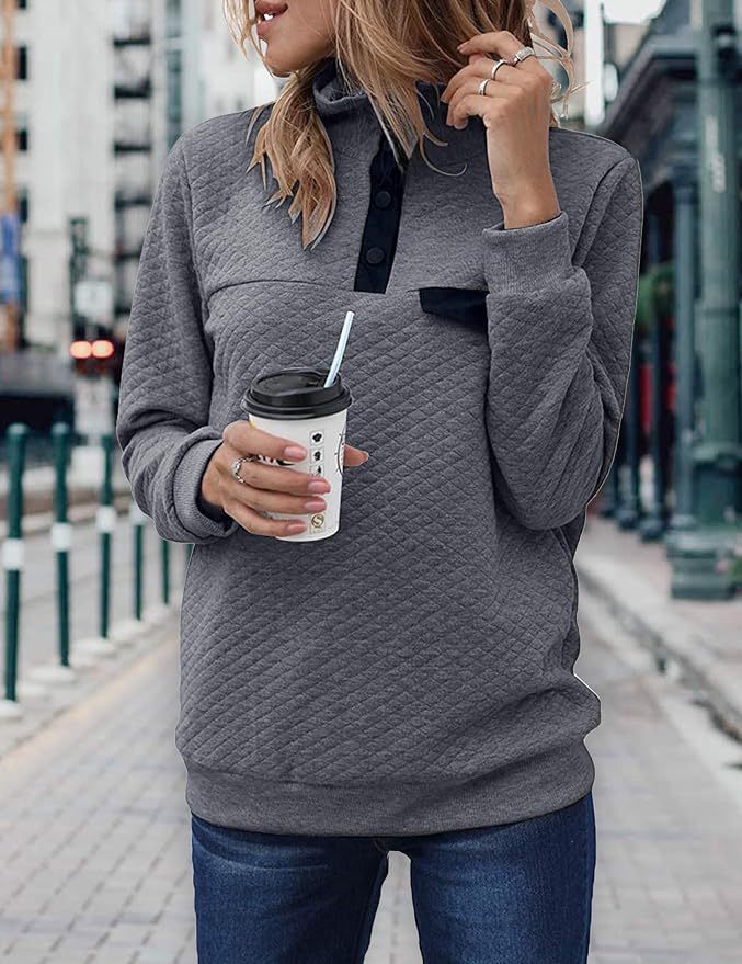 BTFBM Women Fashion Quilted Pattern Lightweight Zipper Long Sleeve Plain Casual Ladies Sweatshirts Pullovers Shirts Tops - Image 2