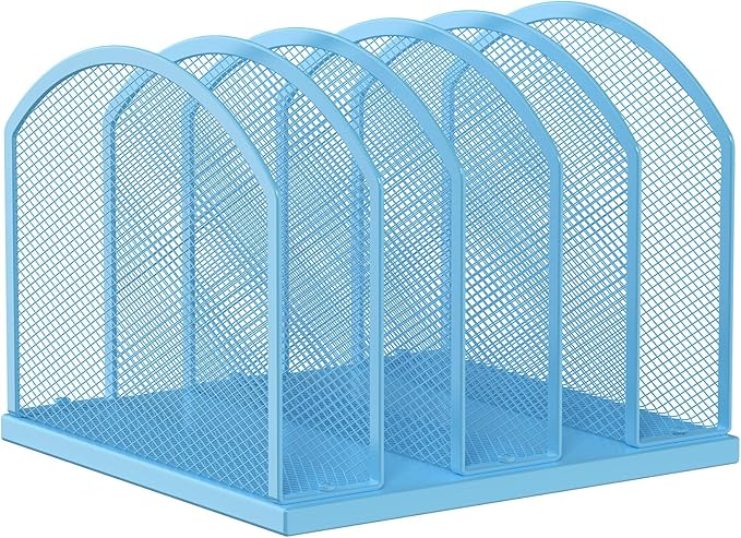 Gawerk 5-Section Vertical Desktop Organizer, 5-Section Mesh File Folder Stand Sorter for Office Home Classroom Organization by Gawerk