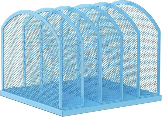 Gawerk 5-Section Vertical Desktop Organizer, 5-Section Mesh File Folder Stand Sorter for Office Home Classroom Organization by Gawerk