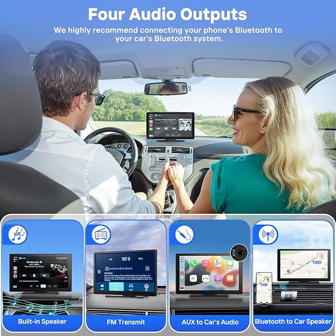 9" Wireless Apple Carplay Screen for Car with OTA Update, Backup Camera | Touchscreen Apple Carplay & Android Auto with Voice Control/GPS Navigation/Mirror Link/Bluetooth 5.0/AUX/FM - Image 5
