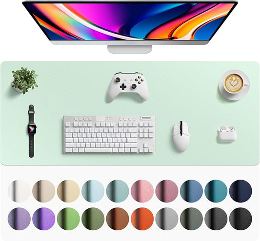 Aothia Faux Leather Desk Mat - Large Mouse Pad, Non-Slip PU Leather Blotter, Waterproof Writing Surface for Office and Home (Aqua, 42" x 17") by AothiaSimpleNaturalUnique