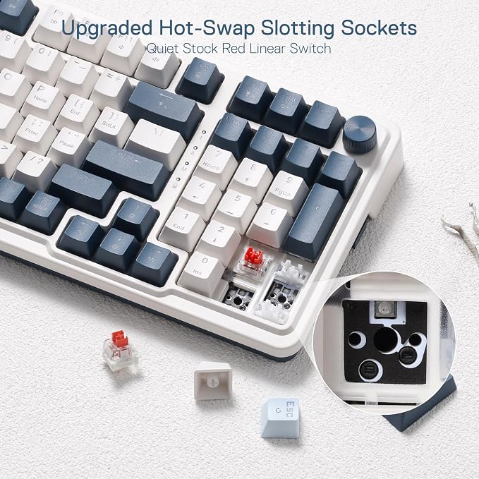 Redragon K686 PRO Wireless RGB Gasket Gaming Mechanical Keyboard, Easy Knob | Multi-Function Control Wheel, 0-Delay Tri-Mode, Cushioned 5-Layer Noise Dampening for Creamy Thocky Sound, Practical 98 Keys - Image 6