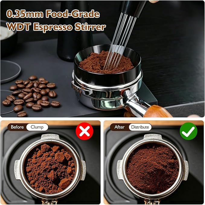 7Pcs Espresso Accessories Kit 58mm Coffee Tamper Set Tool for Barista | Espresso Machine Accessories Tools Tamper Kit with Tamping Station, WDT Tool, Coffee Distributor, Dosing Funnel, Puck Screen - Image 4