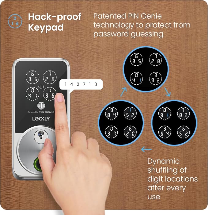 Lockly Secure Pro Smart Door Lock,Fingerprint Keyless Entry Door Lock,Apple Home Key Compatible,Auto Lock, App Remote Control,IP65 Waterproof,Easy Installation - Image 3