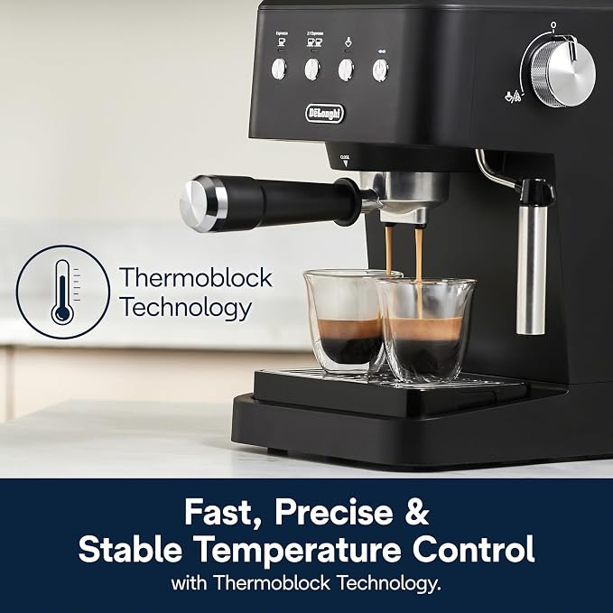 De’Longhi Classic Matte Black Espresso Machine, Easy-to-Use Milk Frother | #1 Worldwide Espresso Machine Maker, Rapid Heat-Up, Preset Single & Double Espresso, Frother, Compact Design - Image 3