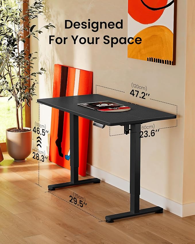 ErGear Height Adjustable Electric Standing Desk, 48 x 24 Inches Sit Stand up Desk, Memory Computer Home Office Desk, Carbon Fiber Black - Image 3