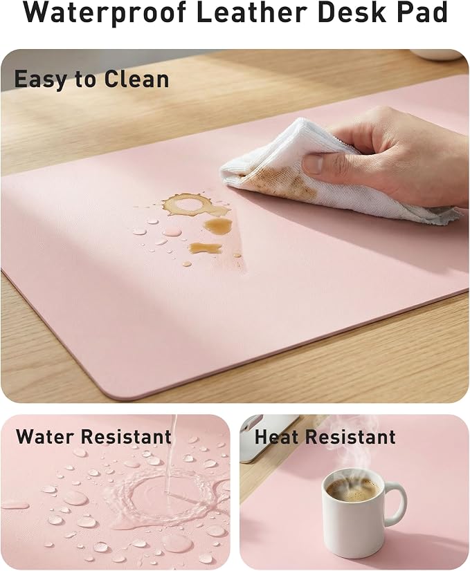 Aothia Faux Leather Desk Mat - Large Mouse Pad, Non-Slip PU Leather Blotter, Waterproof Writing Surface for Office and Home (Fairy Pink, 42" x 17") - Image 7
