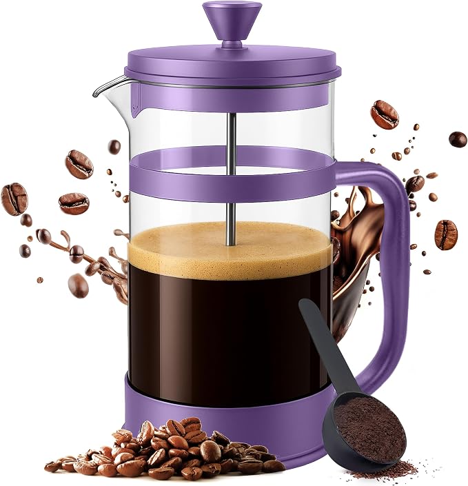 Utopia Kitchen Borosilicate Glass French Press Coffee Maker 34 Oz, Plum | Heat-Resistant Cafetiere & Tea Maker, Thickened Glass Coffee Press for Travel and Camping by UTOPIAKITCHEN