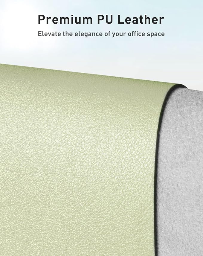 Aothia Faux Leather Desk Mat - Large Mouse Pad, Non-Slip PU Leather Blotter, Waterproof Writing Surface for Office and Home (Grass Green, 40" x 24") - Image 2