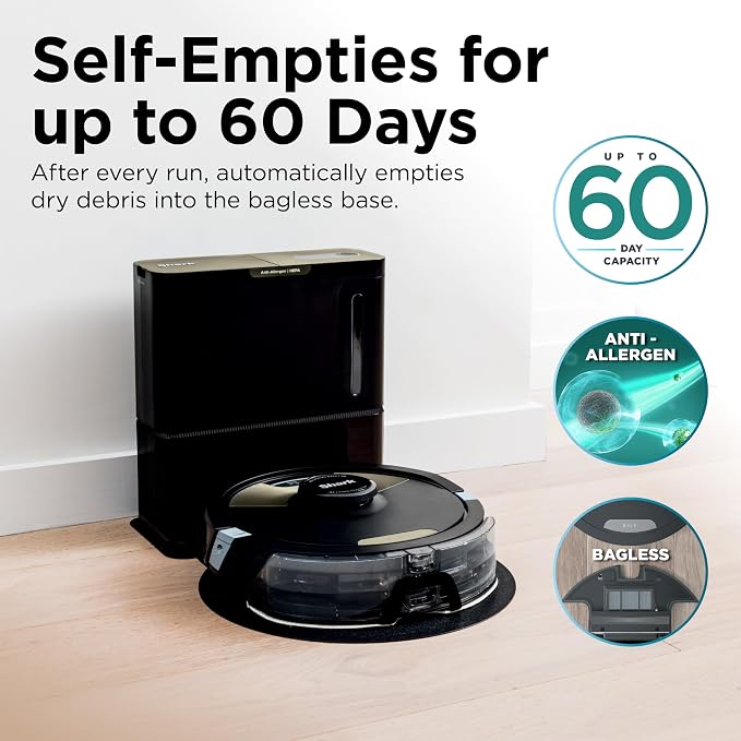 SharkMatrix Plus 2-in-1 Robot Vacuum & Mop, Black/Brass, AV2610WA | Sonic Mopping, Matrix Clean, CleanEdge, HEPA 60-Day Self-Empty Base, 360° LiDAR Mapping, Self-Cleaning Brushroll, Wi-Fi - Image 6