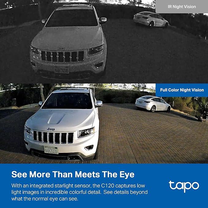 Tapo 2K+ Indoor/Outdoor Wired Security Camera - 2024 PCMag Editors' Choice, Person/Pet/Vehicle Detection, Baby Monitoring, Color Night Vision, Subscription-Free Local Storage or Optional Cloud, C120 - Image 2