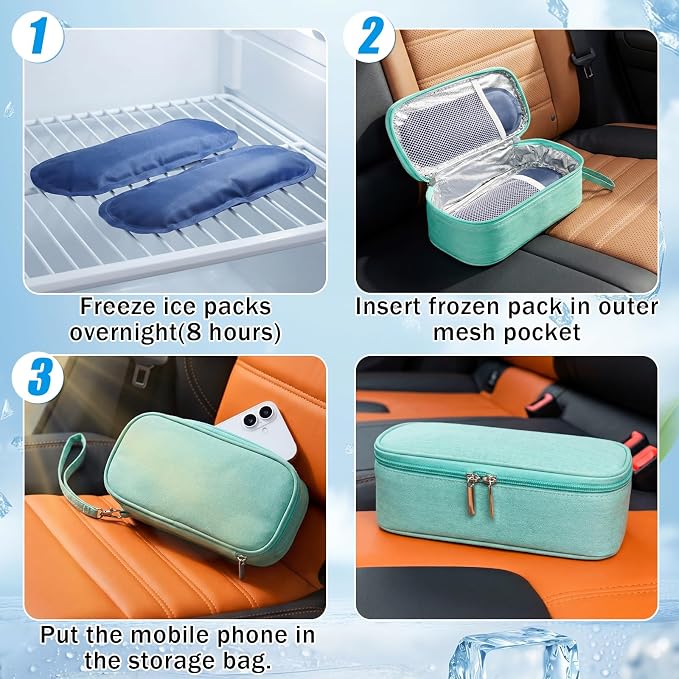 Phone Cooler Bag for Beach, Portable Phone Cooling Pouch with 2 Reusable Ice Packs, Keeps Cool in Extreme Heat for Car Pool Hiking, Extends Battery Life, Fits All Smartphones(Green,Fabric) - Image 4