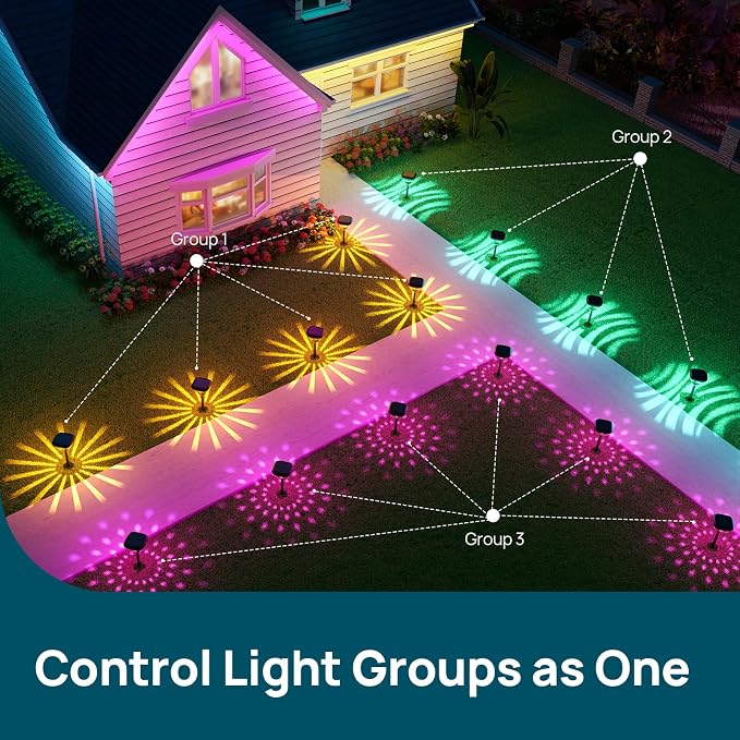 Linkind Smart Solar Pathway Lights SP6, in-App Pattern Switching Solar Lights Outdoor, USB&Solar Charging, Cool/Warm White/Color-Changing Landscape Lighting, Easter Decor for Yard, Patio, 1 Pack - Image 8