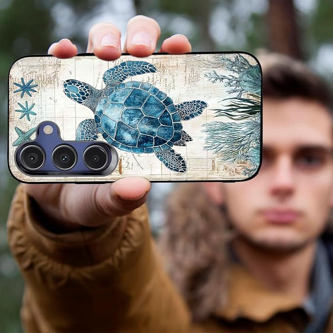 Designed for Galaxy S25 FE Phone Case,Slim Silicone Shockproof Protective Case for Galaxy S25 FE 6.7 inch,Sea Turtle Illustration - Image 4