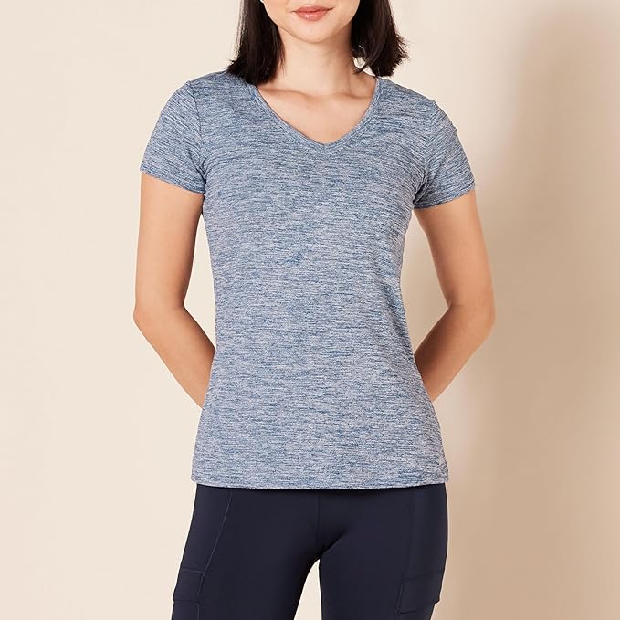Amazon Essentials Women's Active Quick Dry Tech Stretch Short-Sleeve V-Neck T-Shirt (Available in Plus Size), Pack of 2 - Image 3