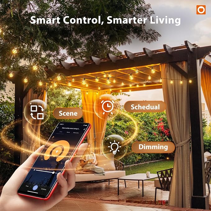 addlon Outdoor String Lights 100FT G40 with APP 54 LED Shatterproof Bulb | Dimmable Patio Globe Light Waterproof, Hanging Smart Outside Lighting for Backyard, Garden, Deck, Balcony, Porch, Café, Decor - Image 2