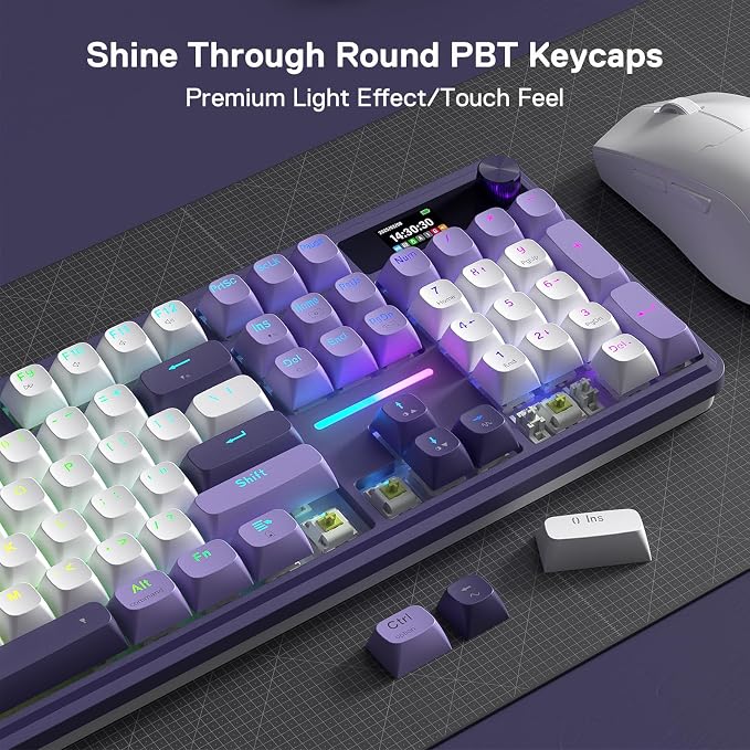 Redragon K762 PRO Wireless 104-Key Gasket Gaming Keyboard, Screen & Knob | Easy-Control LED Info Display, 0-Delay Tri-Mode, Cushioned 5-Layer Noise Dampening for Creamy Thocky Sound, Full-Size 104-Key - Image 8