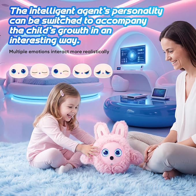 CVCBSER Smart Ai Companion Robot Cute Pet, Desk Robot Voice Chat gpt Emotional Interaction, Richness Expressiveness Ai Pet Robot for Adults Chat (Pink Face) - Image 3