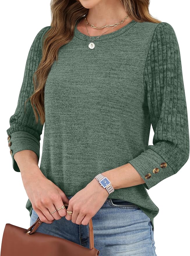 WIHOLL 3/4 Length Sleeve Womens Tops Sweaters Shirts Lightweight Spring Outfits 2026 Winter Clothing S-2XL - Image 3