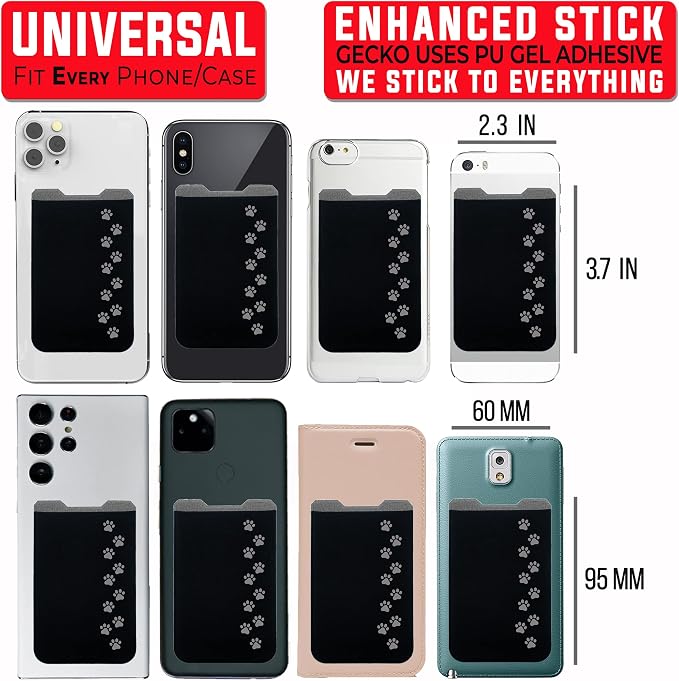 Phone Wallet - Adhesive Card Holder - Cell Phone Pouch - Stick on Lycra Pocket by Gecko - Carry Credit Cards and Cash - Image 7