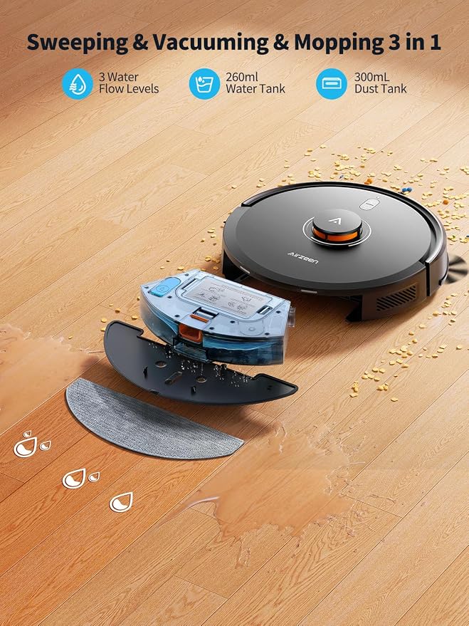 Robot Vacuum and Mop, Self-Emptying Robot Vacuum Cleaner with 8000Pa Suction, Laser Navigator with Smart Mapping Robotic Vacuums, 150Mins Runtime,Schedule,App Alexa Control for Carpet/Pet Hair,Q10 pro - Image 4