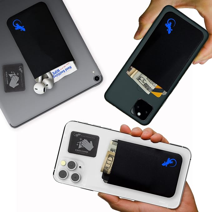 Phone Wallet - Adhesive Card Holder - Cell Phone Pouch - Stick on Lycra Pocket by Gecko - Carry Credit Cards and Cash - Image 2