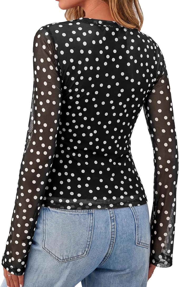 BTFBM Button Down Shirts for Women 2026 Fall Boho Tops V Neck Long Sleeve Blouses Ruched Mesh Fitted Fashion Clothing - Image 4