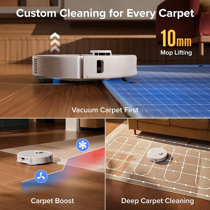 roborock 2026 New Qrevo S Pro Robot Vacuum and Mop, 18,500Pa Suction | Multifunctional Dock with 167℉ Mop Self-Cleaning, Smart Obstacle Avoidance, Anti-Tangle Brush, Liftable Spinning Mop, White - Image 7