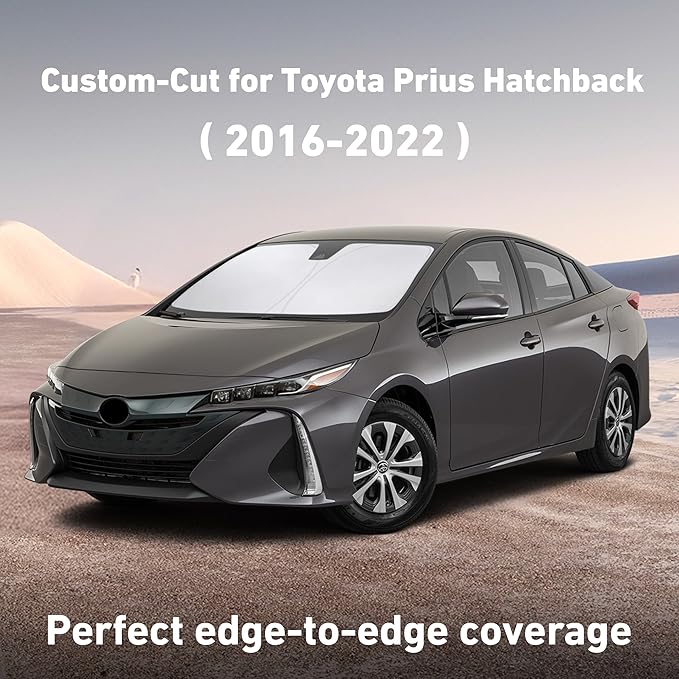 EcoNour Windshield Sunshade Compatible for Toyota Prius Hatchback 2016-2020 2021 2022, (Not for Prius C or Prius V) Sun Visor for Front Window Sun Shade Cover, UV Heat Protector, Car Accessories - Image 2