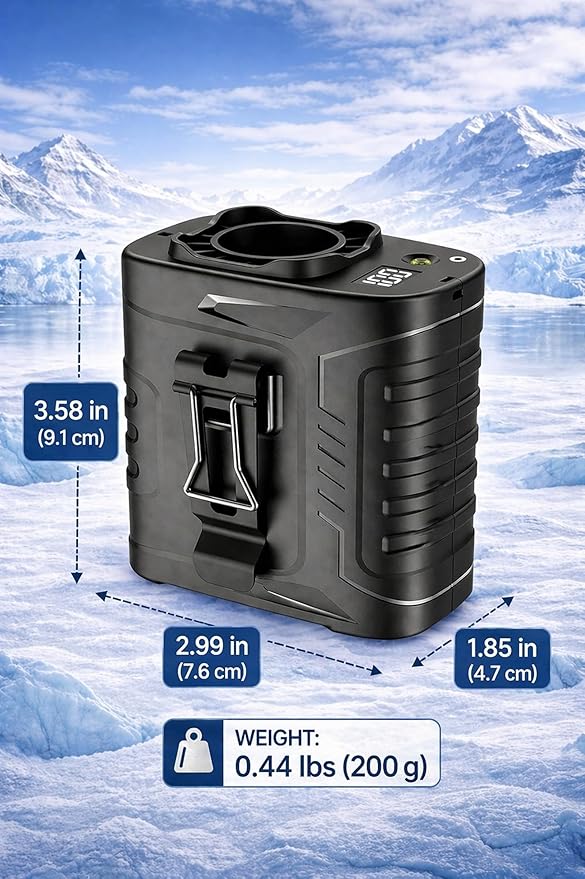 Waist Fan, 5000mAh Rechargeable Belt Clip Fan, 39ft/s Strong Airflow, 5 Speeds, Up to 29H, Wearable Hands-Free Body Cooling with Bottom Air Intake, USB-C for Jobsite Camping Farm - Image 3