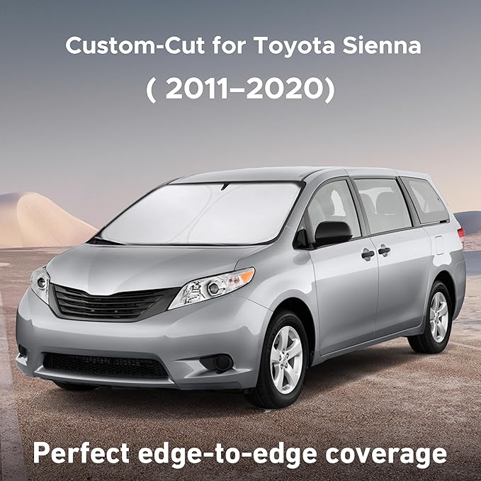 EcoNour Windshield Sunshade Compatible for Toyota Sienna 2011-2018 2019 2020, L, LE, SE, XLE, Limited Premium,Sun Visor for Front Window Sun Shade Cover, UV Heat Blocker & Protector, Car Accessories - Image 2