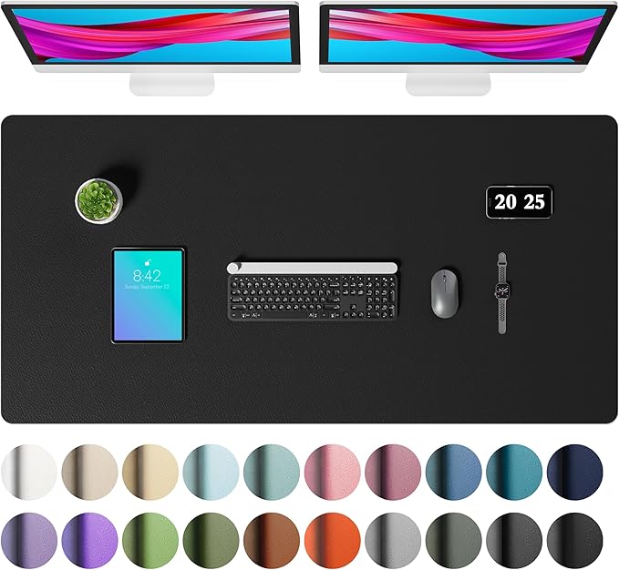 Aothia Faux Leather Desk Mat – Large Mouse Pad, Non-Slip PU Leather Blotter, Waterproof Writing Surface for Office and Home (Black, 47.2" x 23.6") by AothiaSimpleNaturalUnique