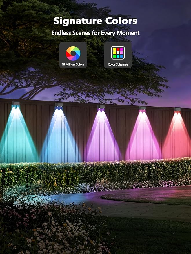 BrizLabs Smart Deck Lights RGBCW, 6 Lamps Fence Lights APP/Voice Control | Color Changing; Work with Alexa & Google Assistant; Smart Timers; Tunable White; Outdoor Waterproof for Halloween Christmas - Image 5