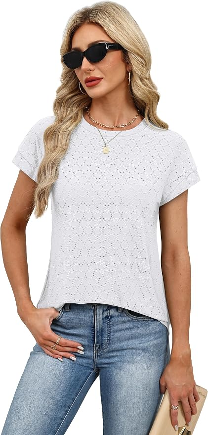 Alaroo Womens Summer Tops Short Sleeve Shirts Crew Neck Tshirt Cute Trendy Tunic Blouses (S-3XL) - Image 3