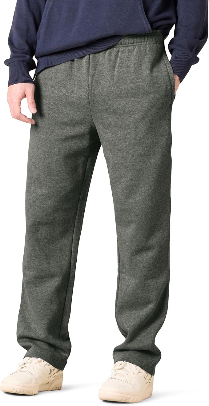 Amazon Essentials Men's Relaxed Straight Leg Fleece Open Bottom Sweatpant (Available in Big & Tall) by AmazonEssentials