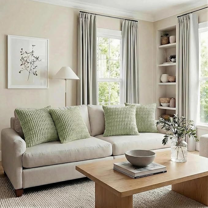 Fancy Homi 4 Packs Decorative Throw Pillow Covers for Living Room Couch Bed, Modern Farmhouse Boho Home Décor Accent Cushion Case, 18" x 18", Sage Green - Image 6