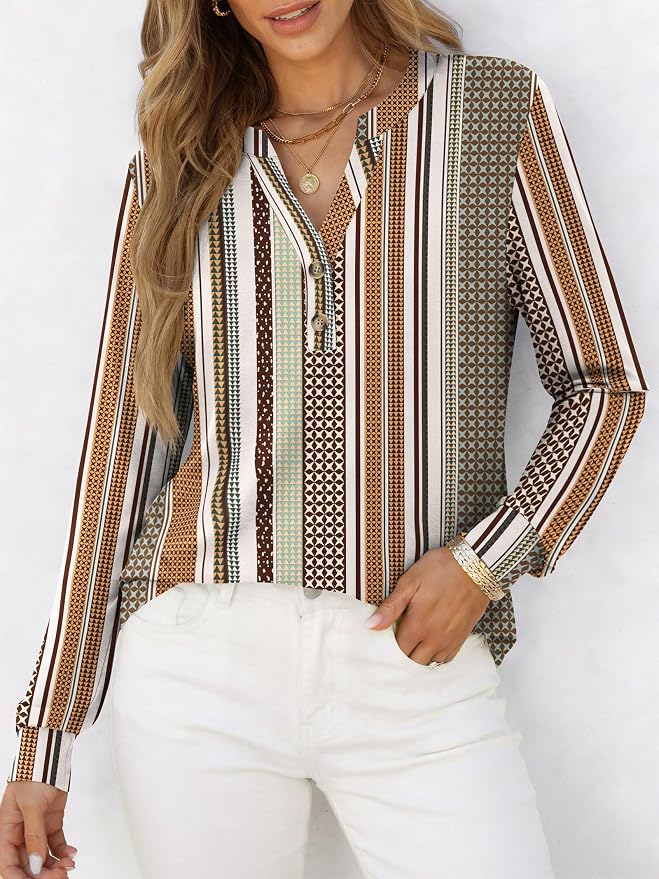 ANRABESS Women's Long Sleeve Shirts 2026 Spring Fashion Dressy Casual Tops Trendy Henley Blouses Cute Work Outfits Clothes - Image 2